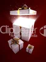 Open gift box with magic inside