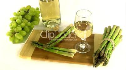 White wine and asparagus zoom.