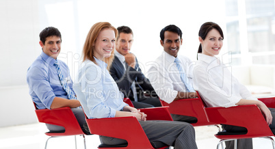 Portrait of business people at a conference
