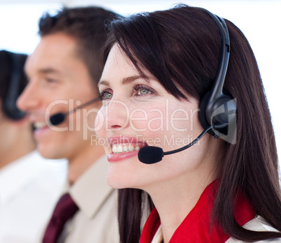 Young customer service agents a call center
