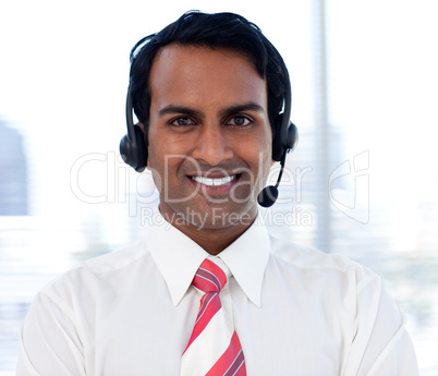 Close-up of an ethnic customer agent