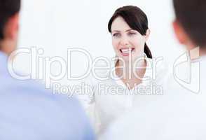 Smiling businesswoman having a job interview