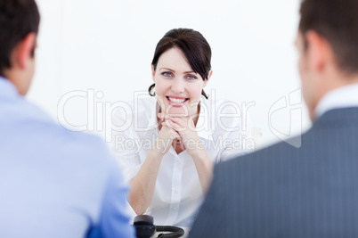 Attractive female executive at a meeting