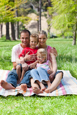 Portrait of a smiling family having a picnic