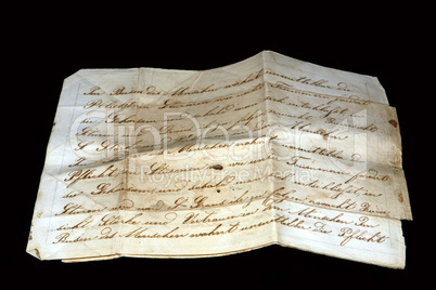 Blatt Papier mit altem Schriftzug