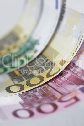 Range of Euro banknotes money
