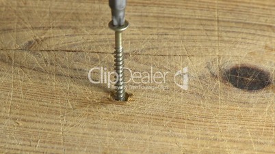 Screwing the screw in wood