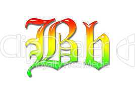 One letter multi-coloured alphabet