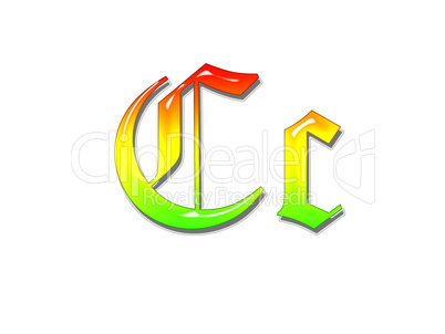 One letter multi-coloured alphabet