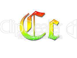 One letter multi-coloured alphabet