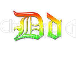 One letter multi-coloured alphabet