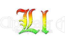 One letter multi-coloured alphabet