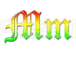 One letter multi-coloured alphabet