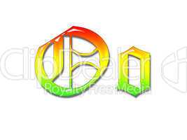 One letter multi-coloured alphabet