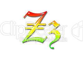 One letter multi-coloured alphabet