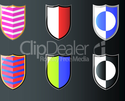 Shields with flags