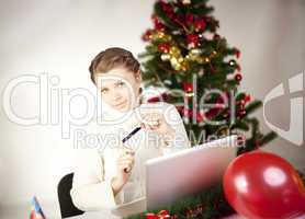 Young woman shopping online
