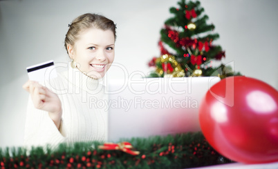 Young woman shopping online