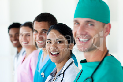 medical team in a line