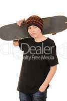 The teenager with a skateboard