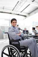 businessman sitting in a wheelchair
