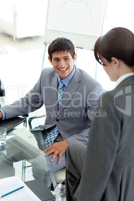 businessman at a conference table