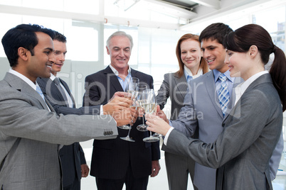 business team toasting