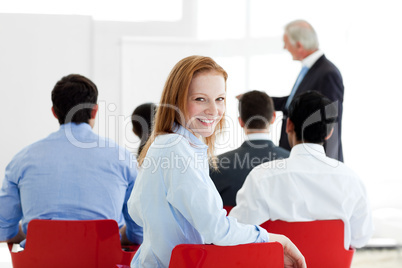 businesswoman at a conference