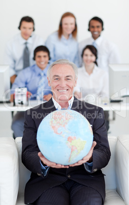 businessman with globe