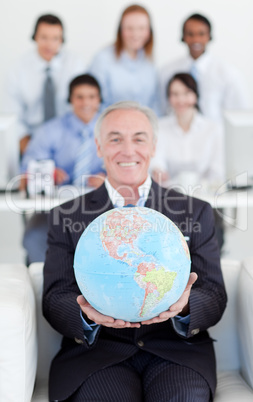 manager with globe