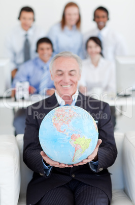 businessman with globe