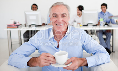 businessman drinking a coffee