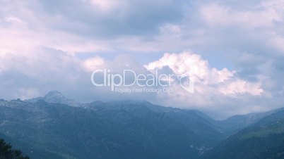 Mountains fog clouds time lapse
