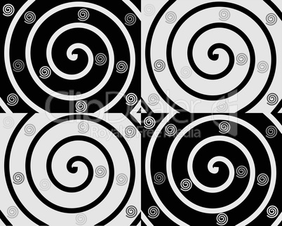 Spiralen auf schwarz-weiß Hintergrund