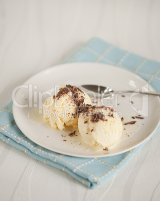 ice cream with chocolate shavings