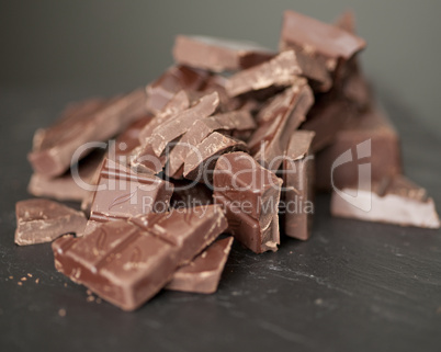 Chocolate pieces close up