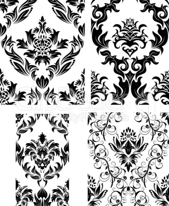 seamless damask patterns set