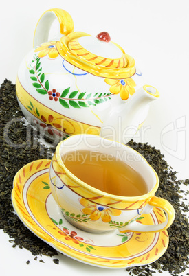 Green tea in cup.