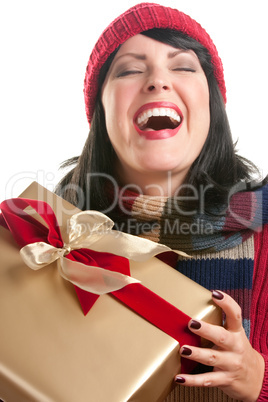 Pretty Woman Holding Holiday Gift