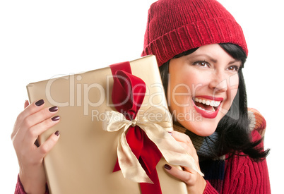 Pretty Woman Holding Holiday Gift