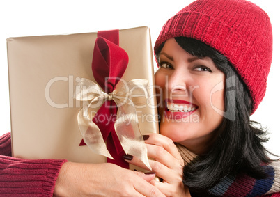 Pretty Woman Holding Holiday Gift