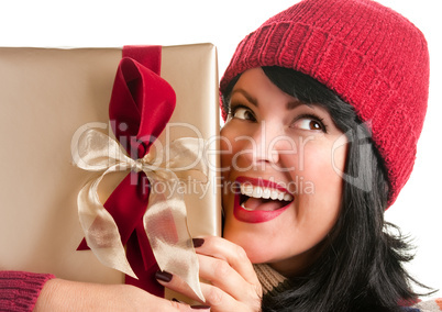 Pretty Woman Holding Holiday Gift