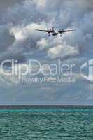 Plane Landing in Saint Maarten Coast, Dutch Antilles