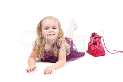 Studio shot of baby girl in gala dress