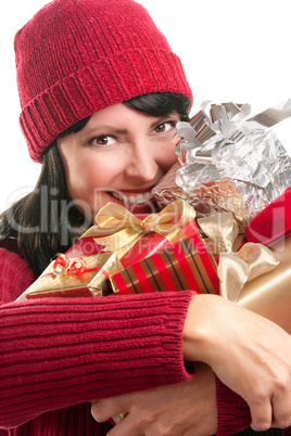 Pretty Woman Holding Holiday Gifts