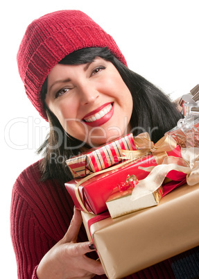 Pretty Woman Holding Holiday Gifts