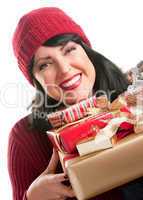 Pretty Woman Holding Holiday Gifts