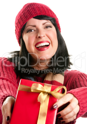 Pretty Woman Offering Holiday Gift