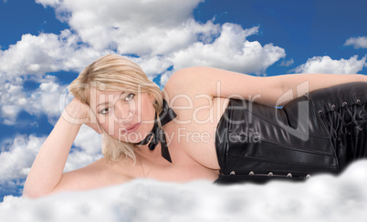 woman on clouds