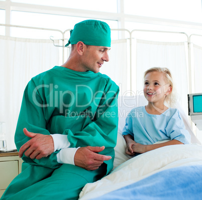 Surgeon preparing a patient for surgery